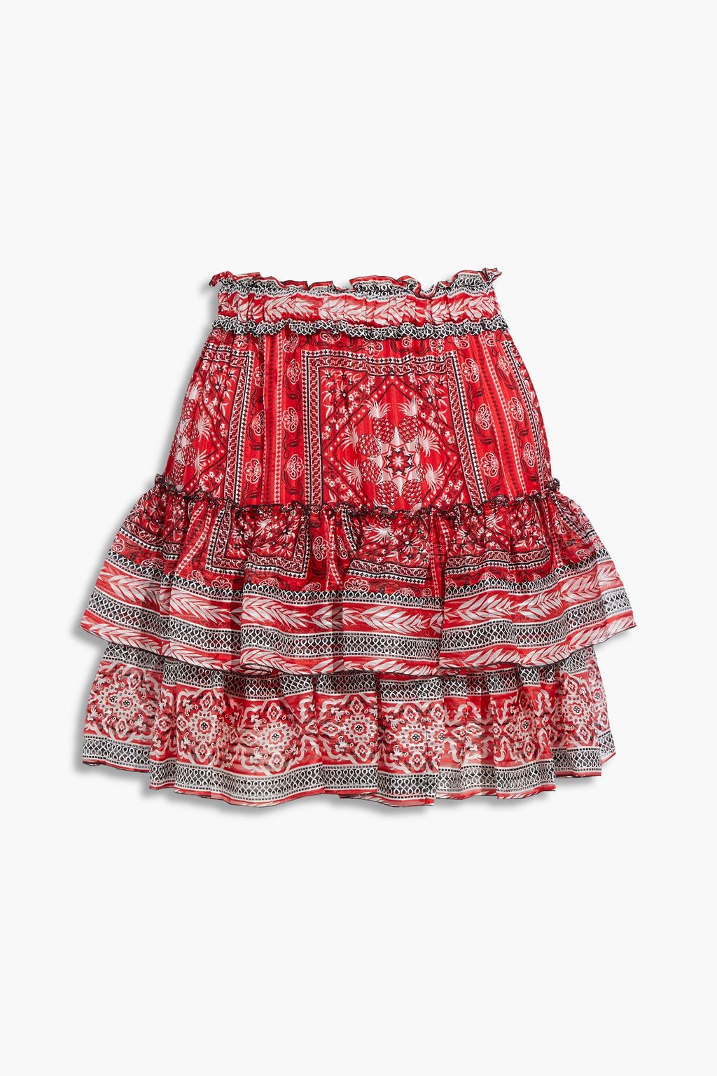 MARANT Ruffle-trimmed printed silk-voile mini skirt THE OUTNET