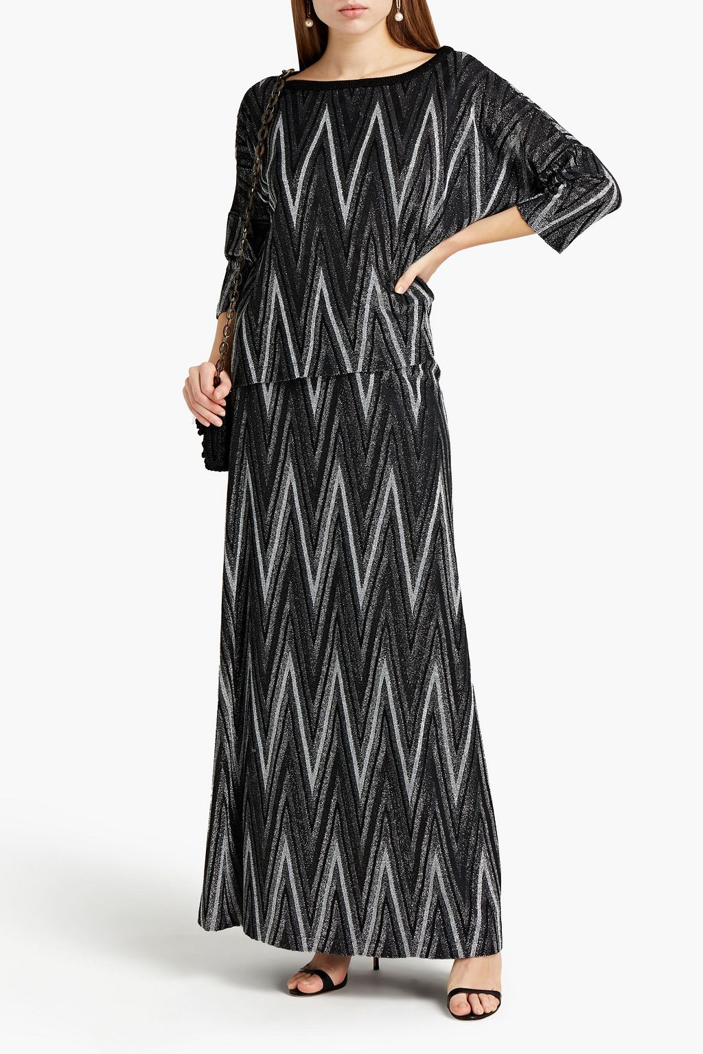 M MISSONI Metallic crochet-knit maxi skirt