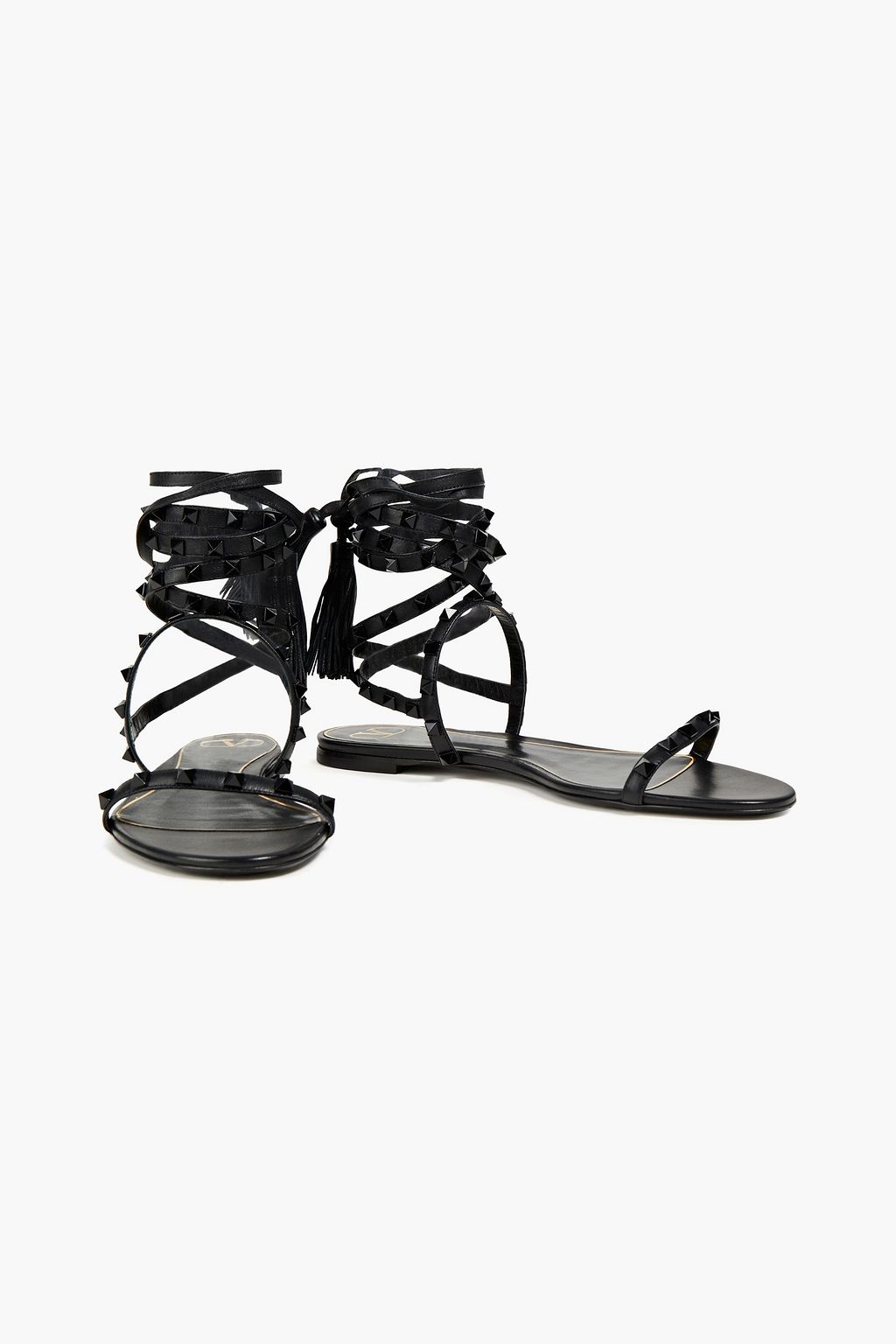 VALENTINO GARAVANI 락스터즈 태슬 장식 가죽 샌들