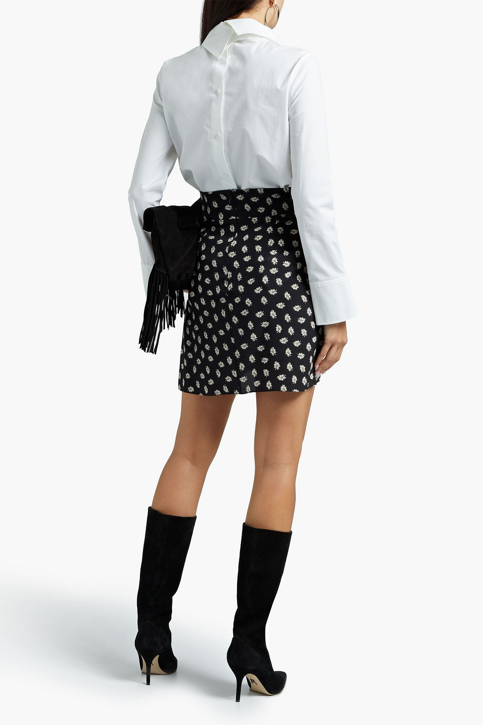 Isabel Marant Pleated Printed Silk Crepe De Chine Mini Skirt In Black