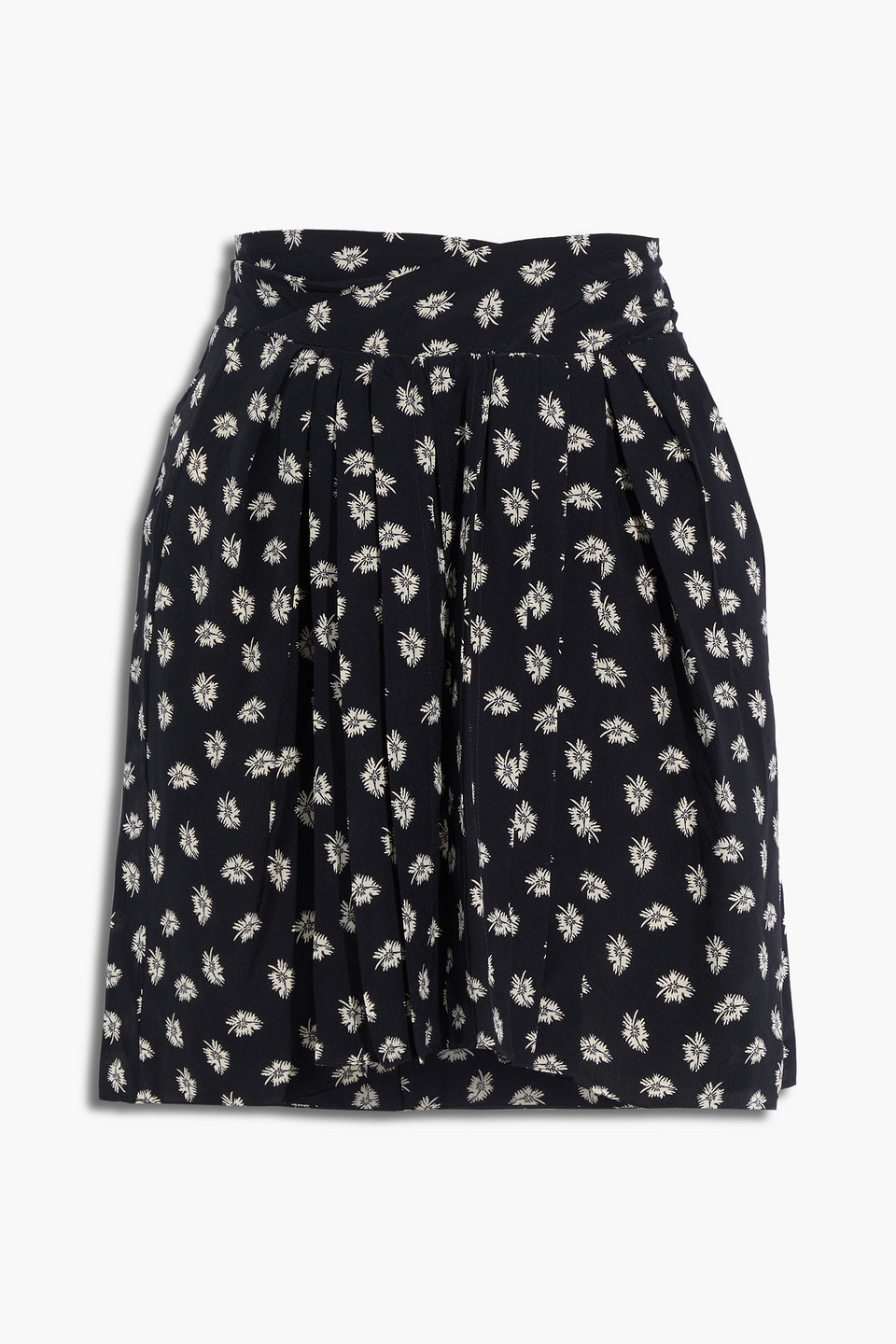 Isabel Marant Pleated Printed Silk Crepe De Chine Mini Skirt In Black