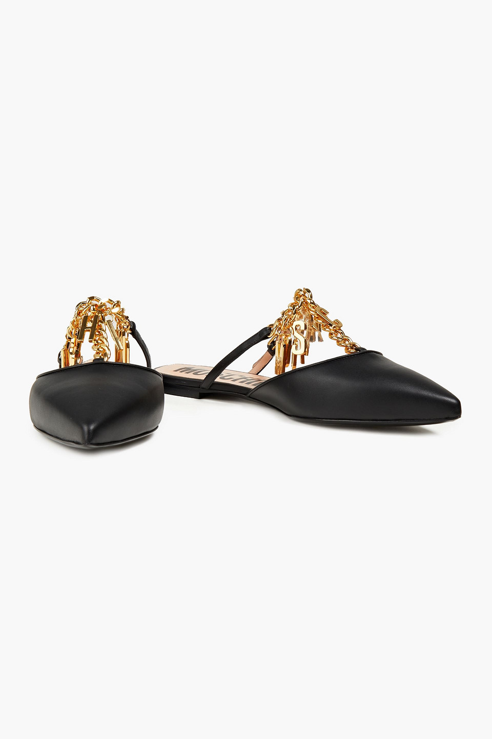 Moschino Embellished Leather Mules In Black