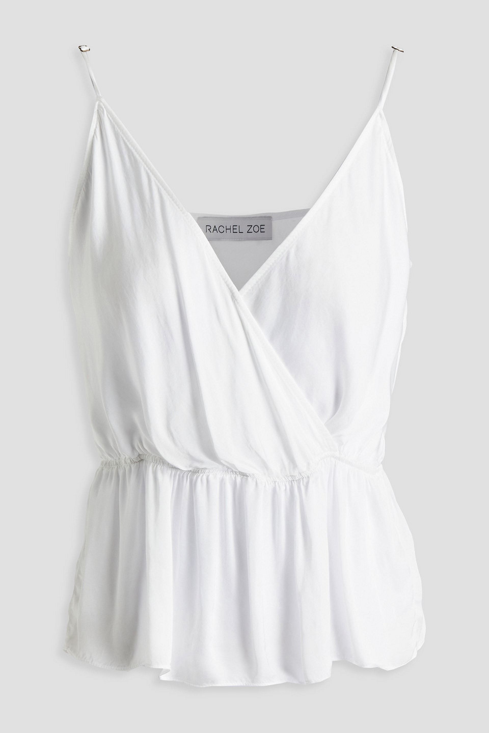 rachel zoe - wrap-effect washed-satin top - white - xl