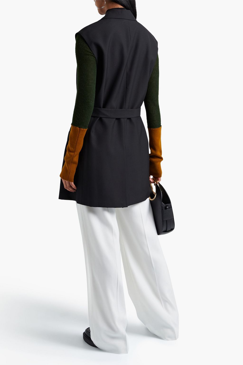 ROKSANDA Paola belted two-tone grain de poudre and twill vest