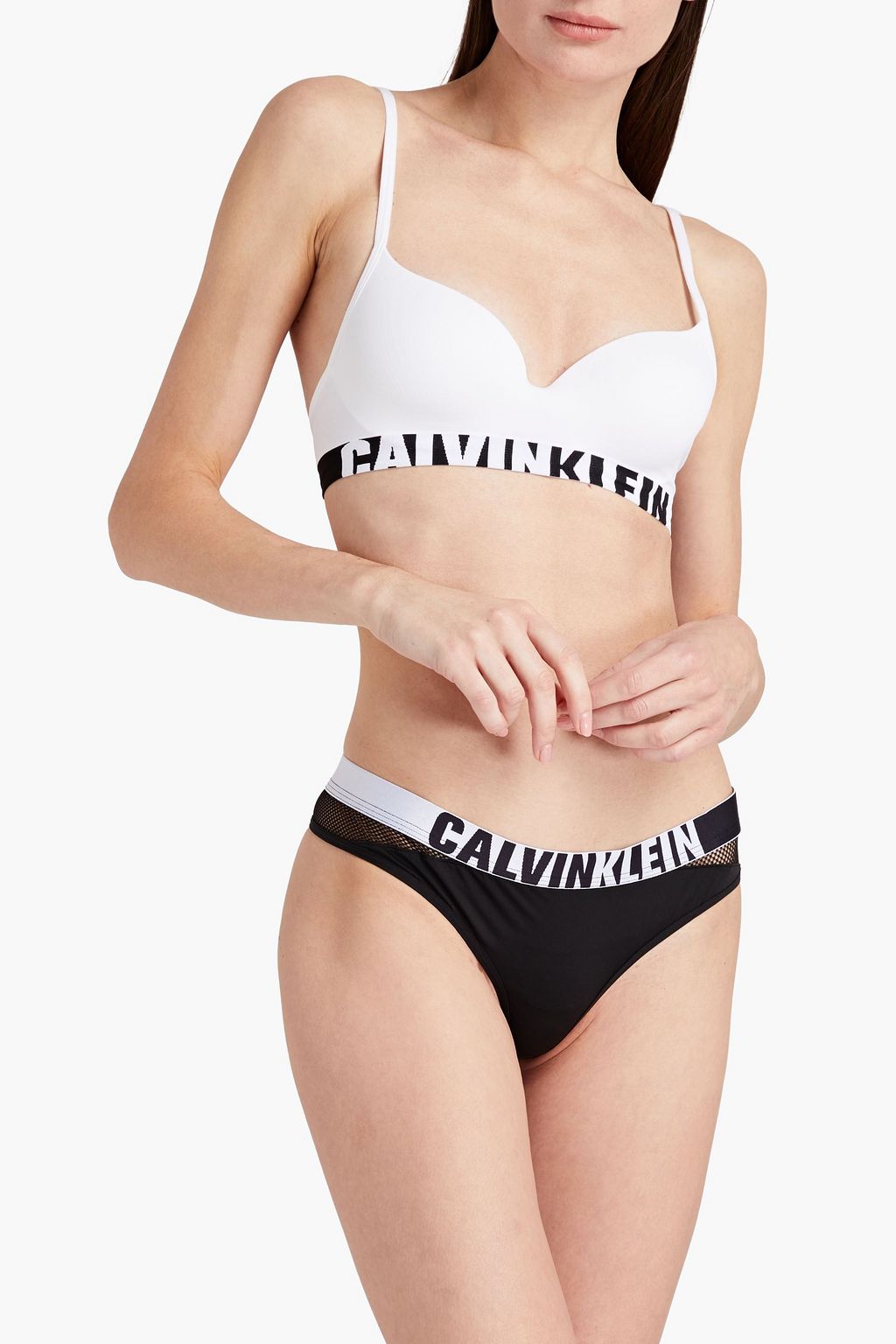 CALVIN KLEIN Jacquard-trimmed jersey underwired bra