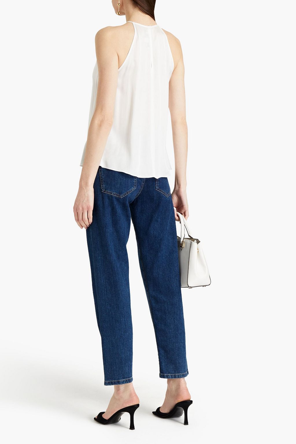 RACHEL ZOE Gathered washed-satin top