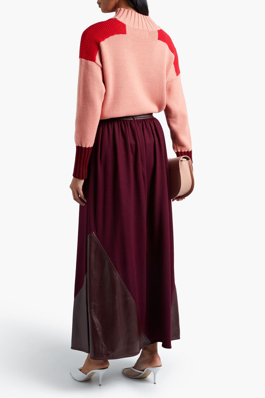 ROKSANDA Pola faux leather-paneled wool maxi skirt