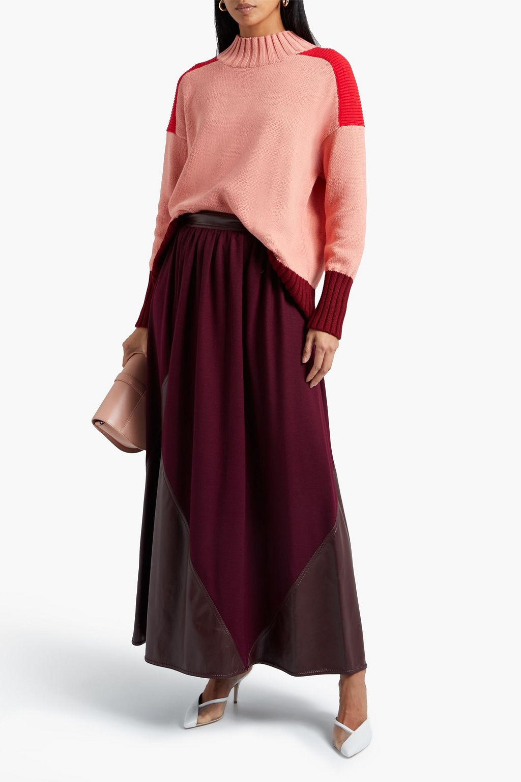 ROKSANDA Pola faux leather-paneled wool maxi skirt