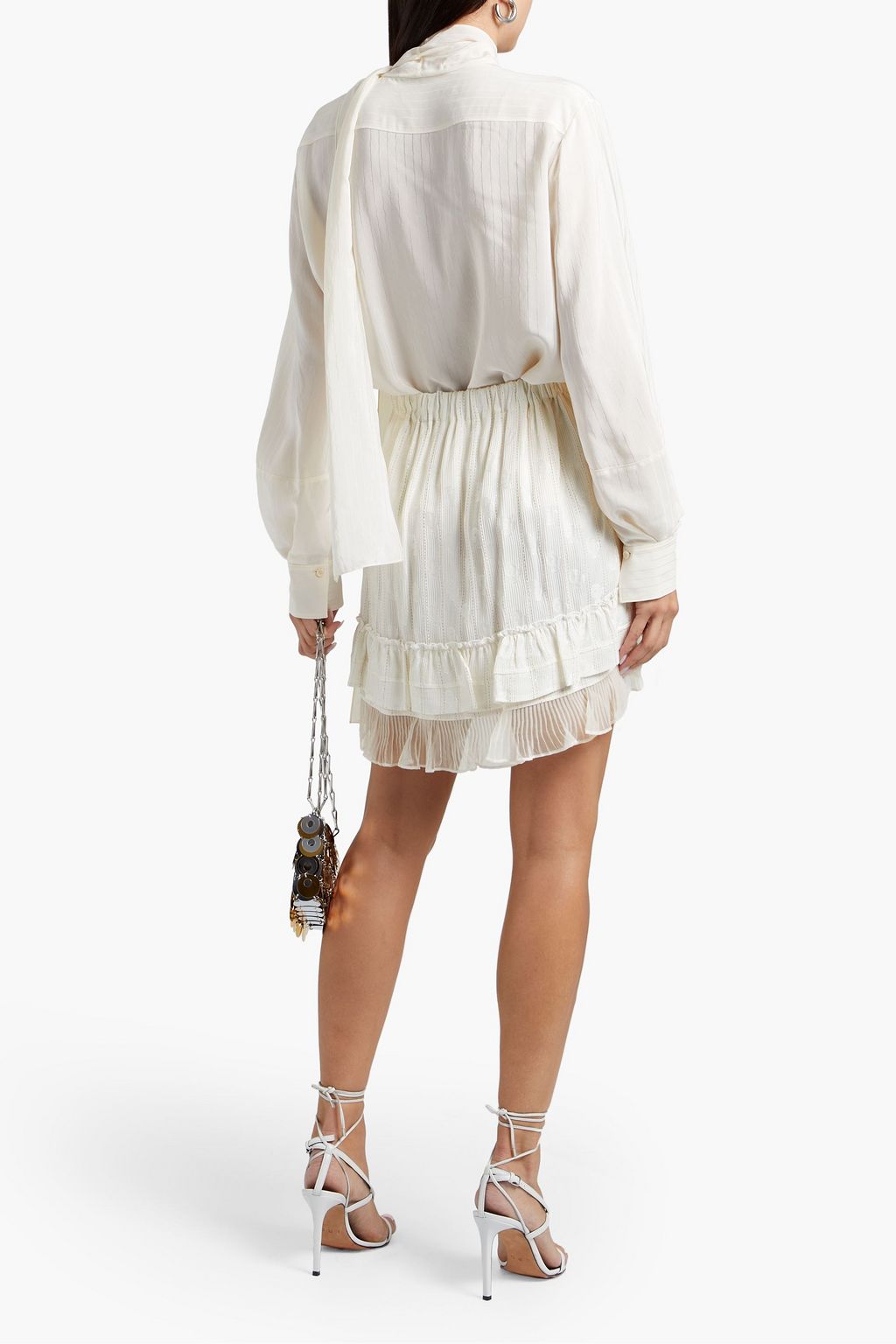ISABEL MARANT Pintucked metallic floral-jacquard mini skirt