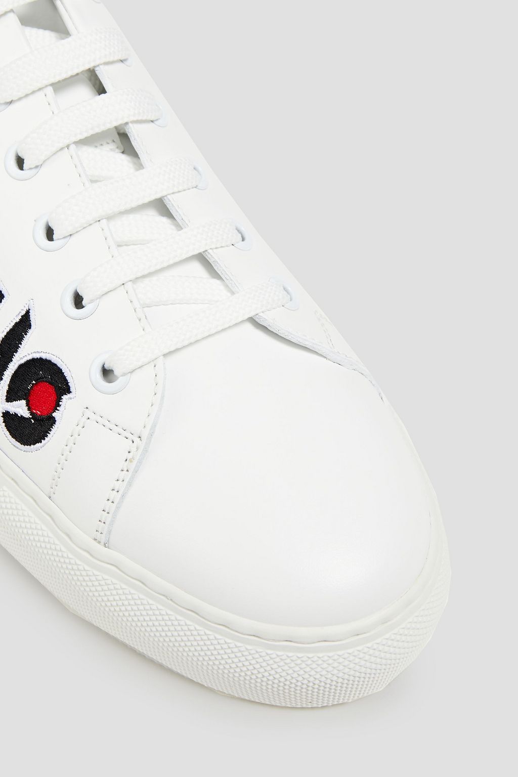 MOSCHINO Embroidered leather sneakers