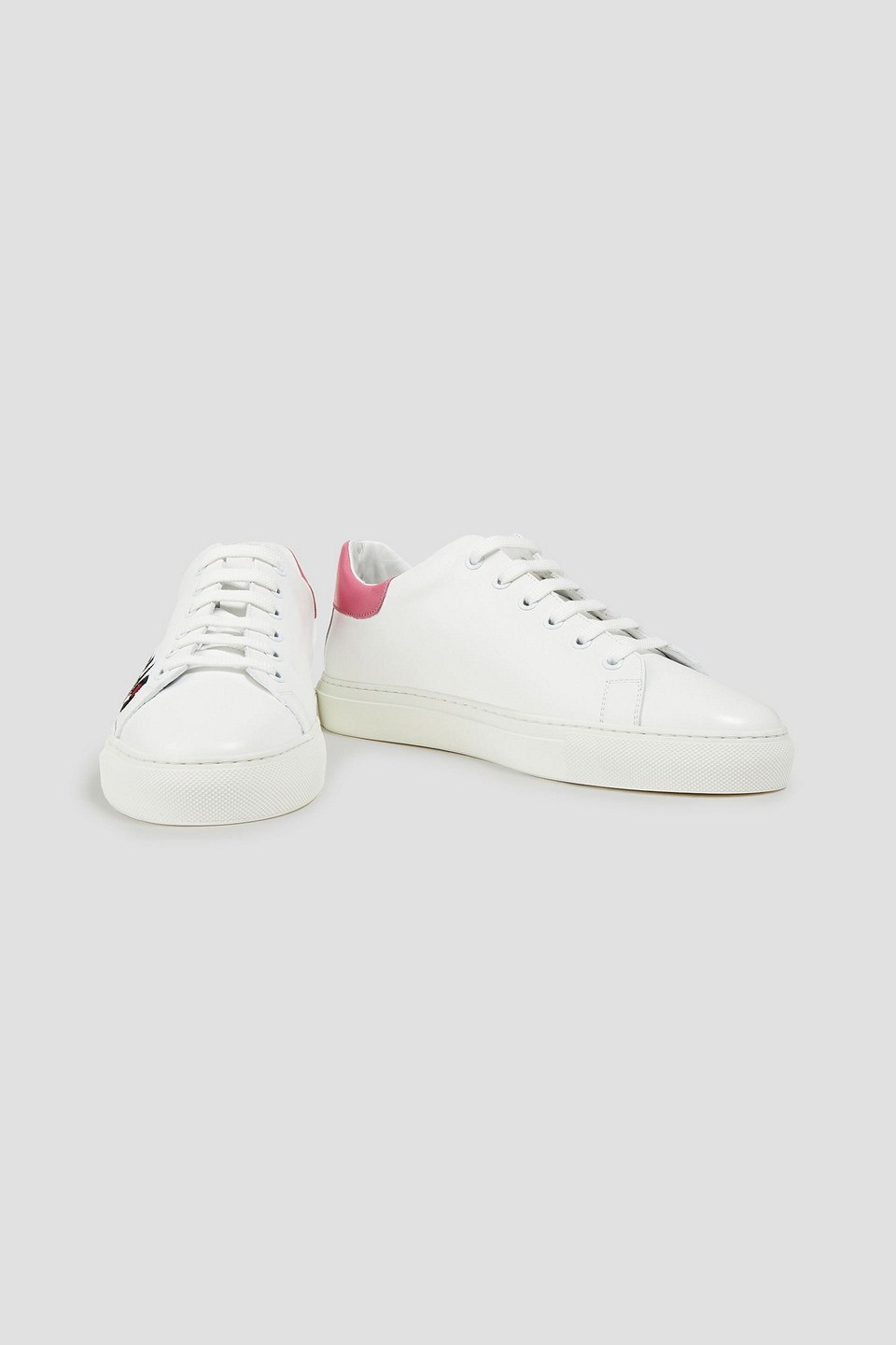 Moschino Embroidered Leather Trainers In White