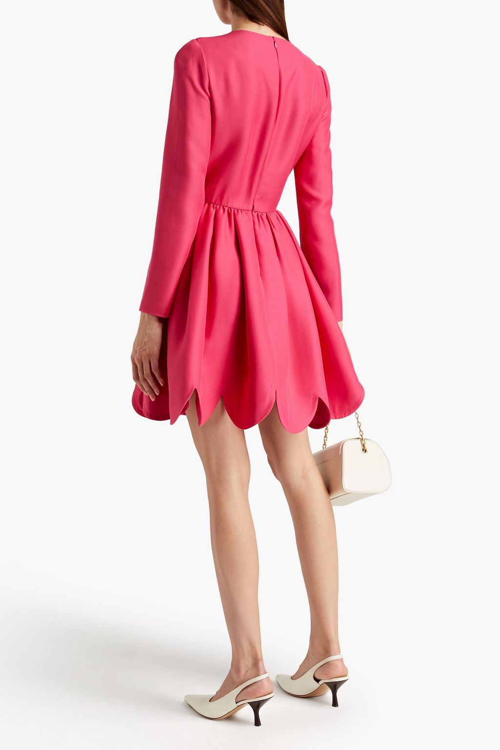 VALENTINO GARAVANI Wrap-effect silk and wool blend crepe mini dress
