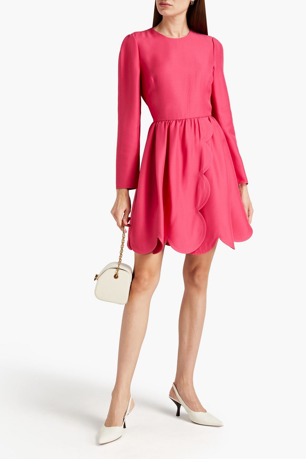 VALENTINO GARAVANI Wrap-effect silk and wool blend crepe mini dress