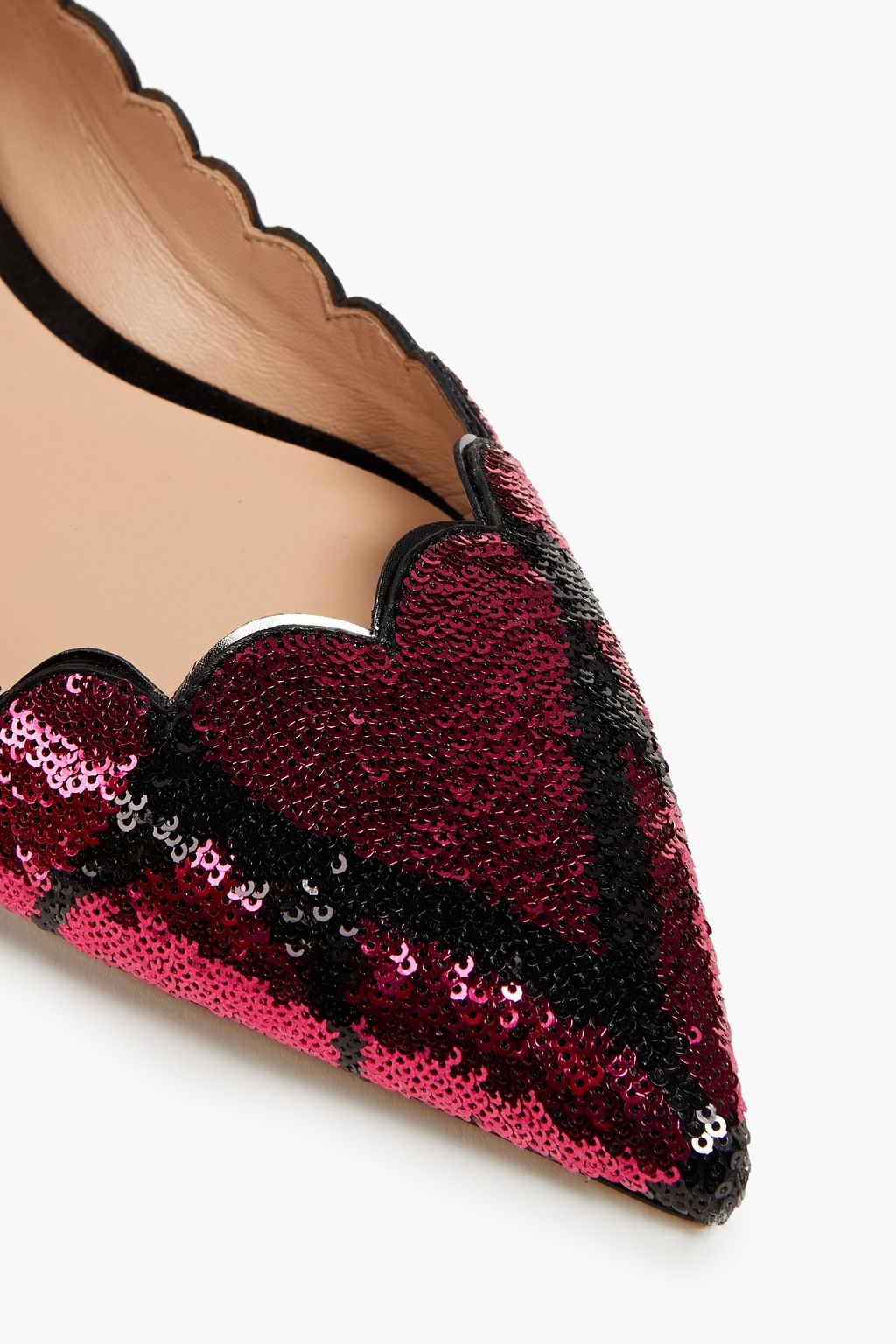 VALENTINO GARAVANI Sequined leather point-toe flats