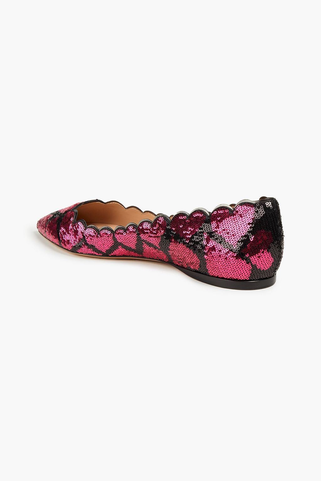 VALENTINO GARAVANI Sequined leather point-toe flats