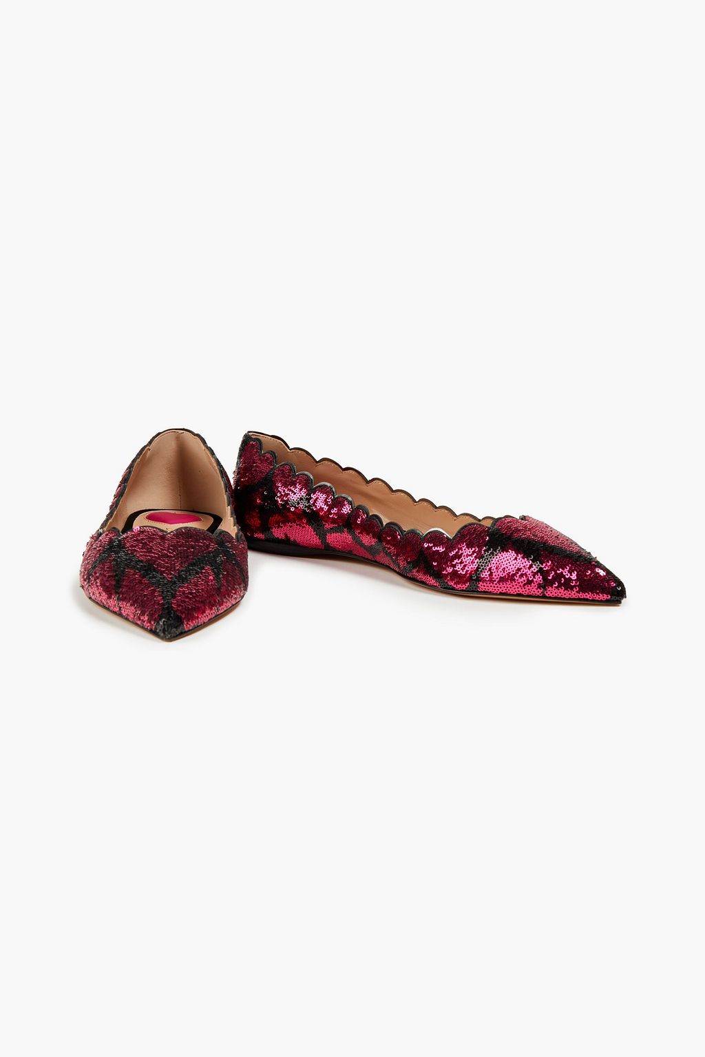 VALENTINO GARAVANI Sequined leather point-toe flats