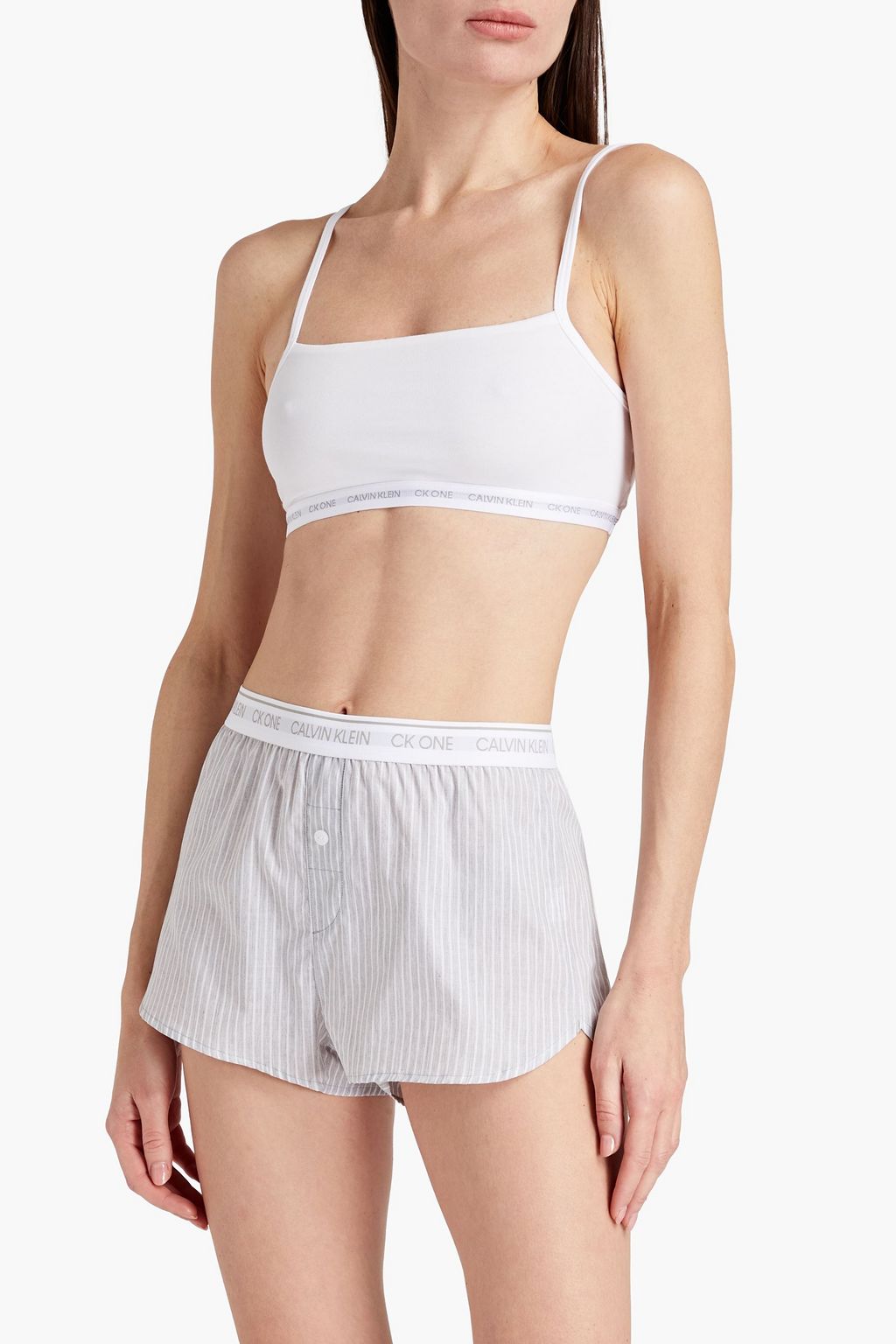 CK ONE Striped cotton pajama shorts