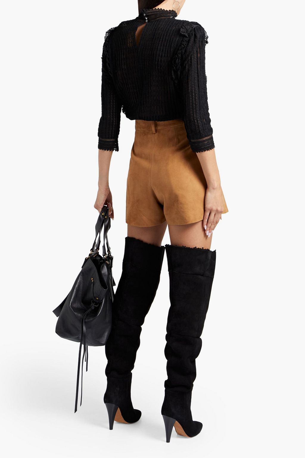 ISABEL MARANT Roscoe pintucked ramie stretch-lace top