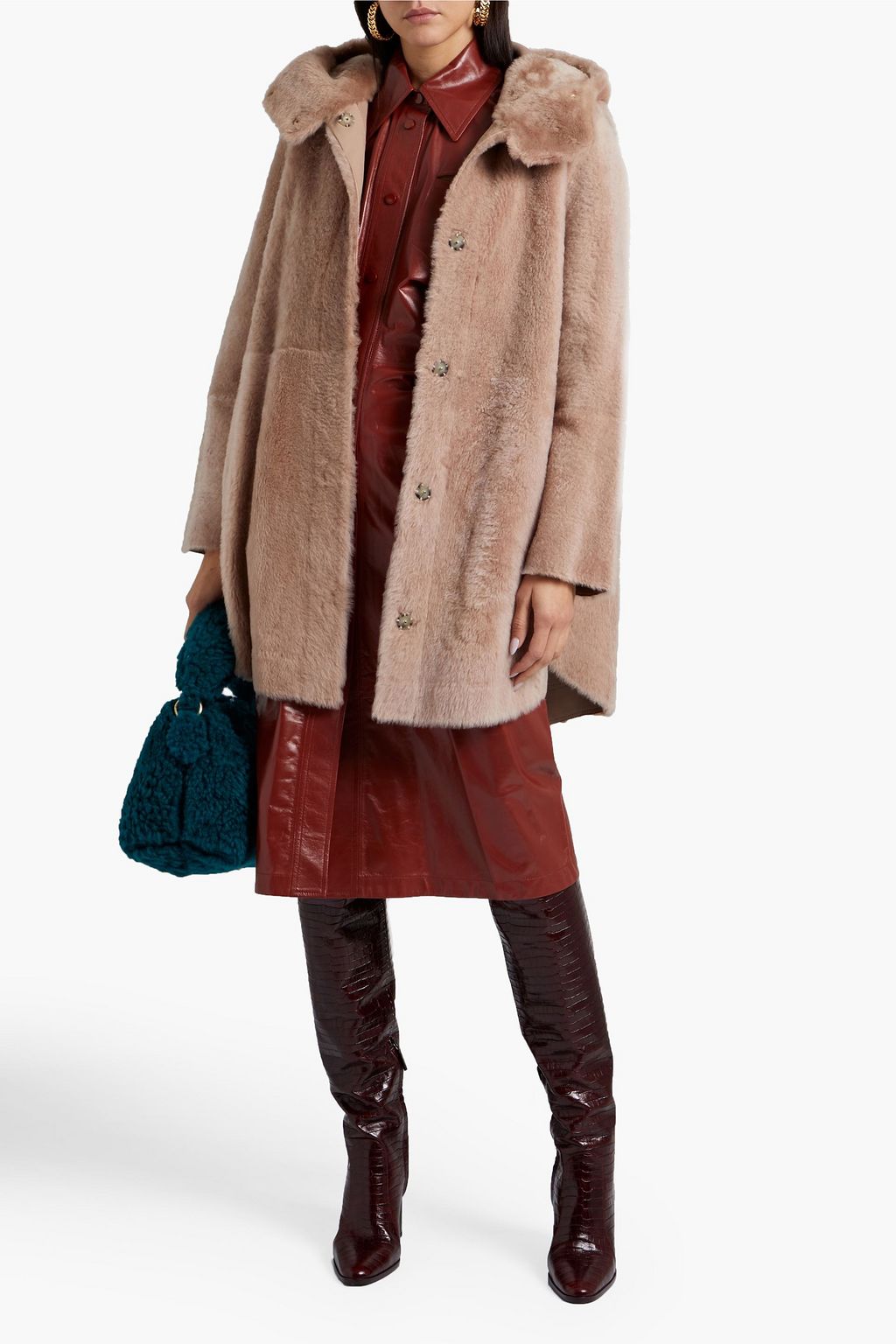 YVES SALOMON Shearling hooded coat