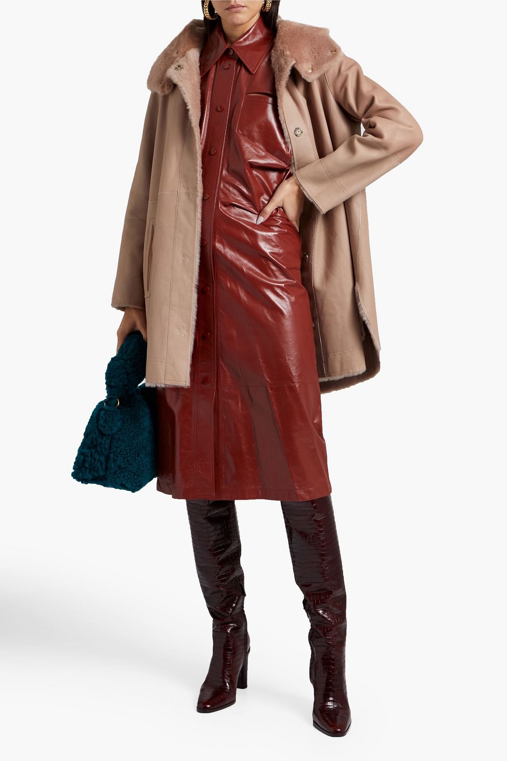 YVES SALOMON Shearling hooded coat
