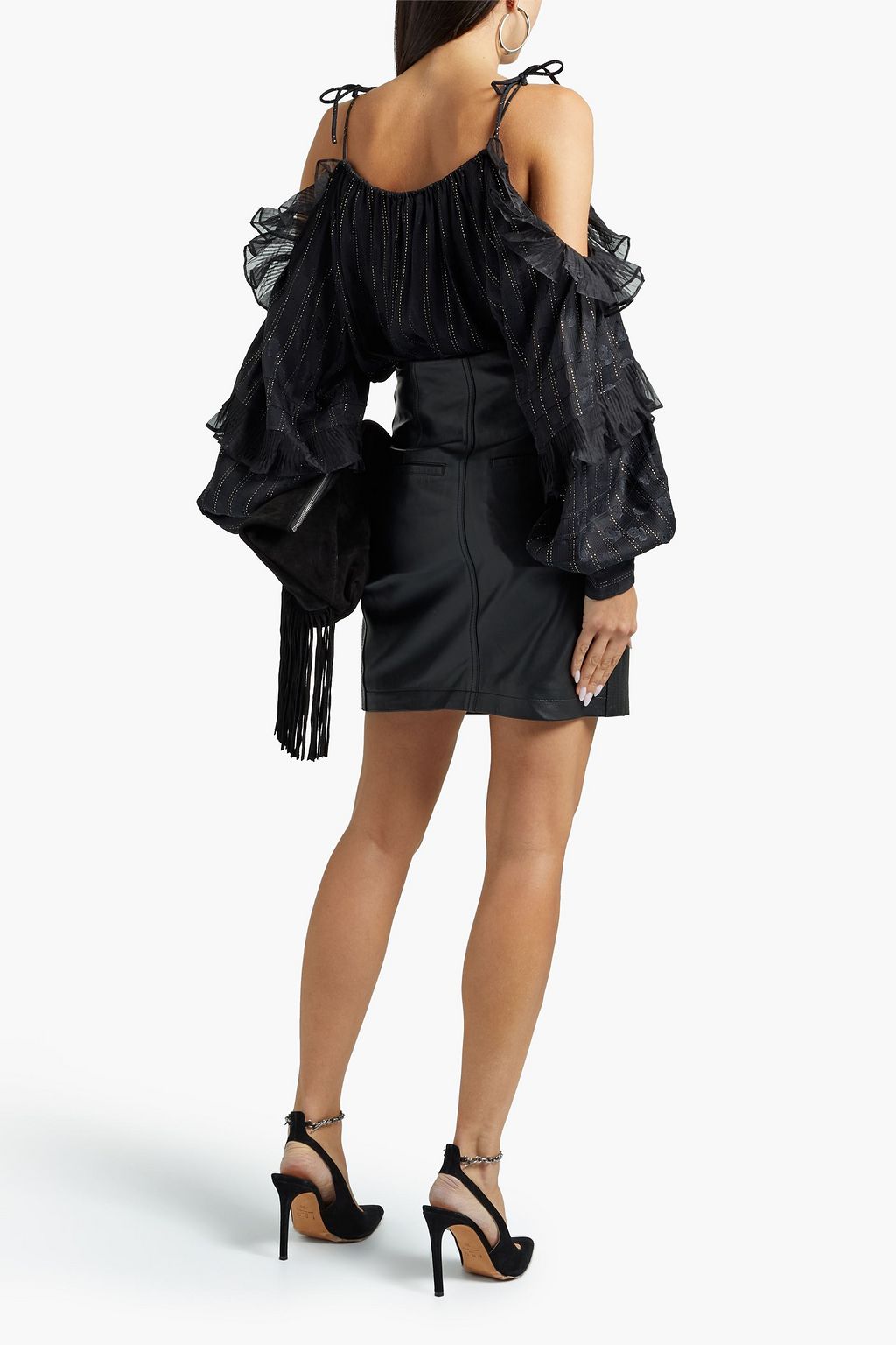 ISABEL MARANT Margo cold-shoulder ruffled floral-jacquard top