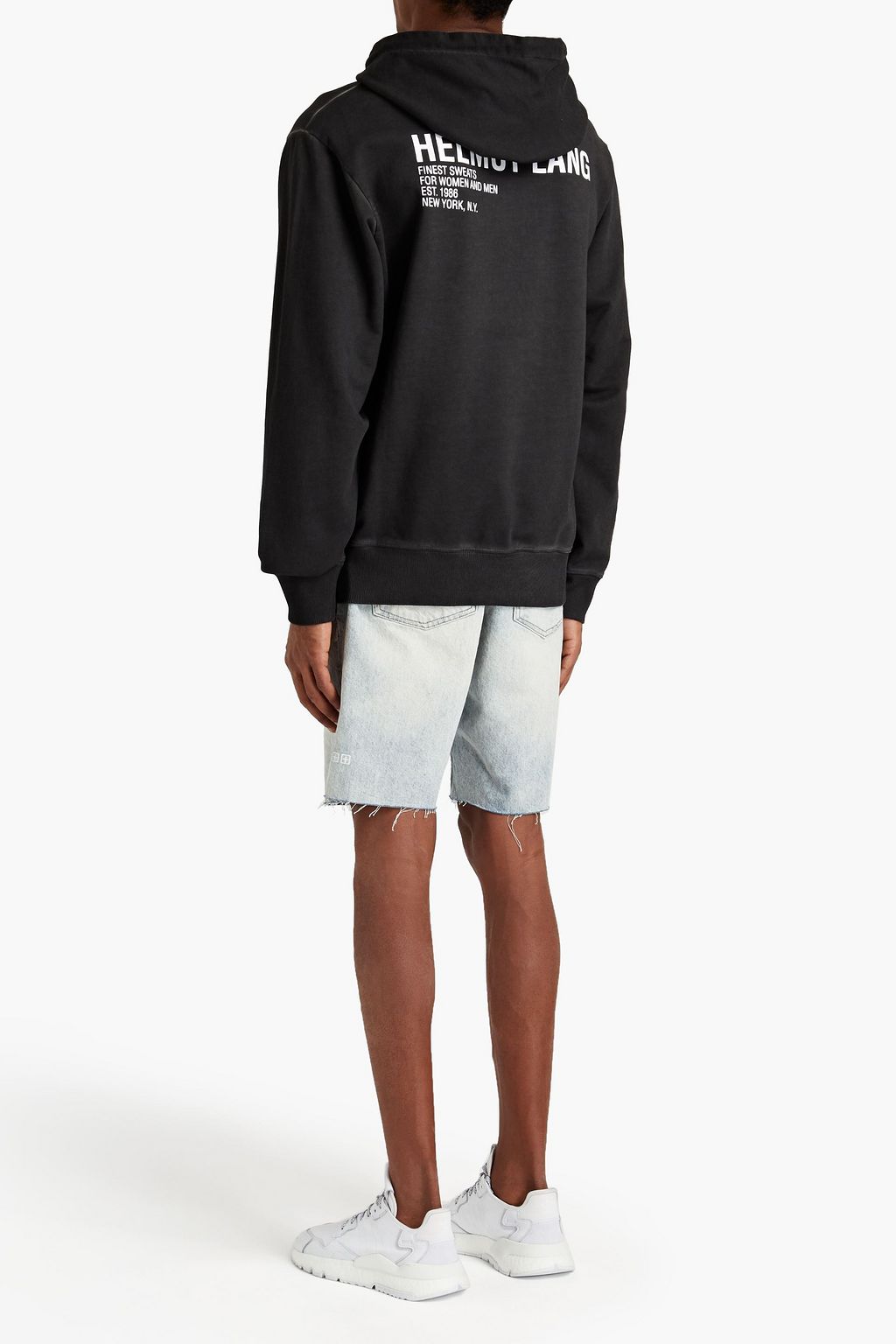 HELMUT LANG Printed French cotton-terry hoodie