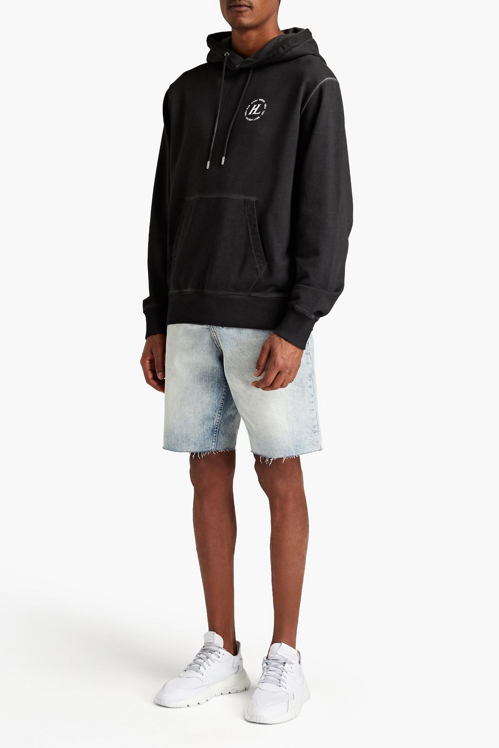 HELMUT LANG Printed French cotton-terry hoodie