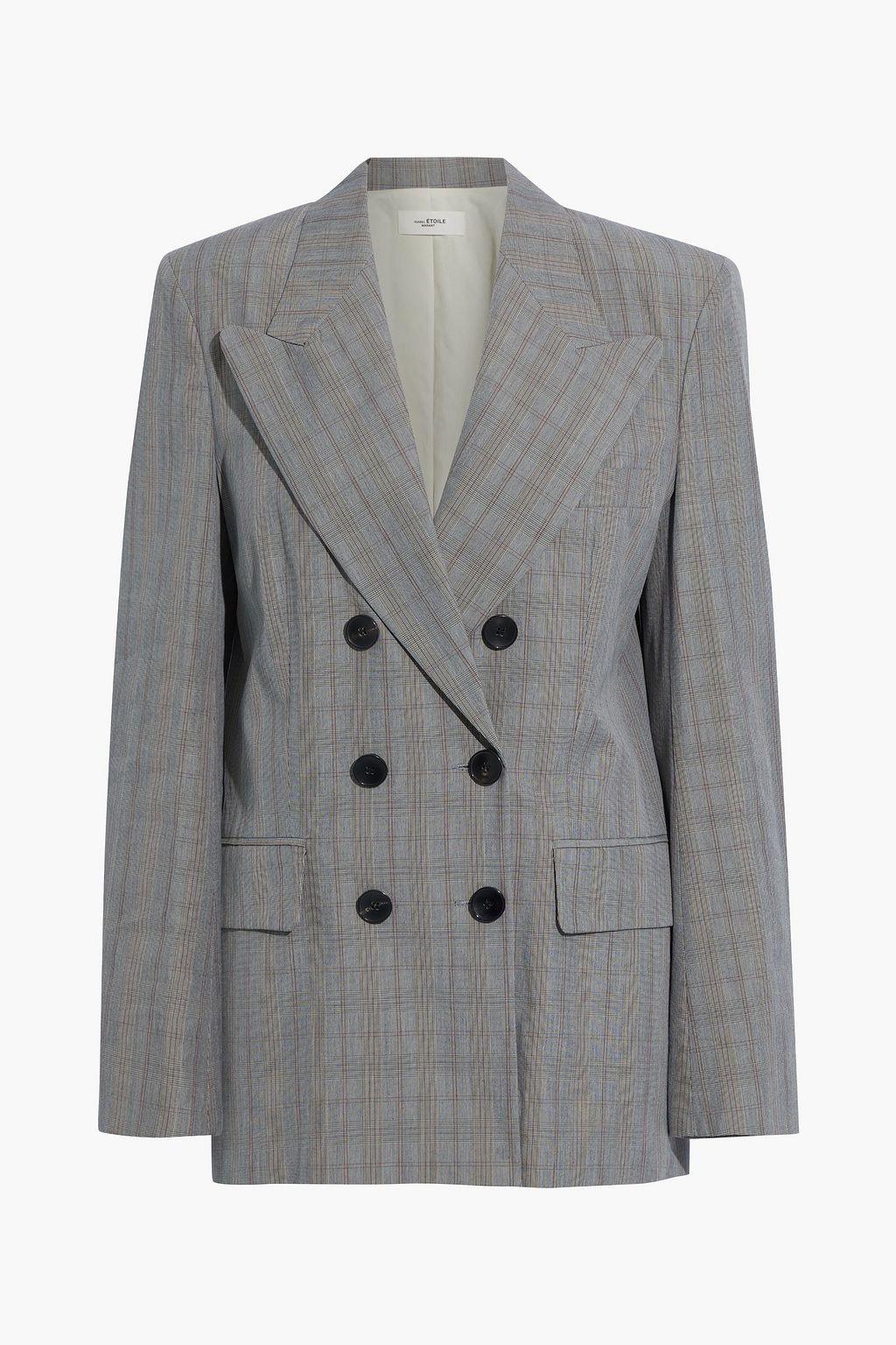 Iliane double breasted checked cotton blend blazer
