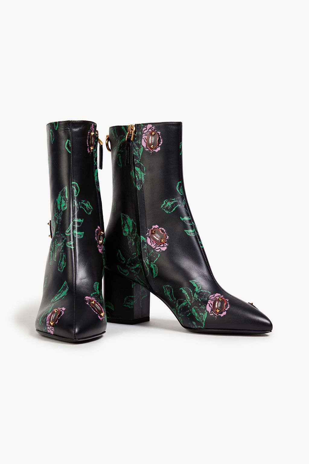 VALENTINO GARAVANI Rockstud printed leather ankle boots