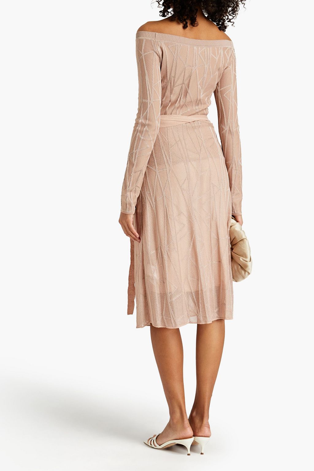 M MISSONI Off-the-shoulder wrap-effect jacquard-knit dress