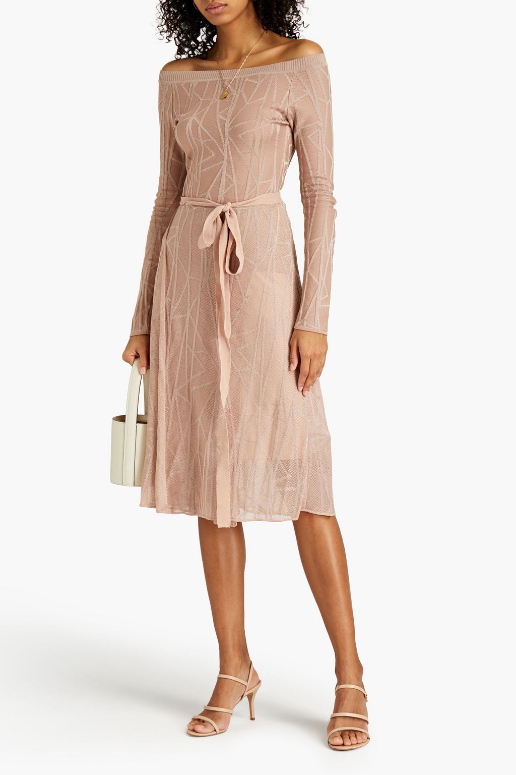 M MISSONI Off-the-shoulder wrap-effect jacquard-knit dress