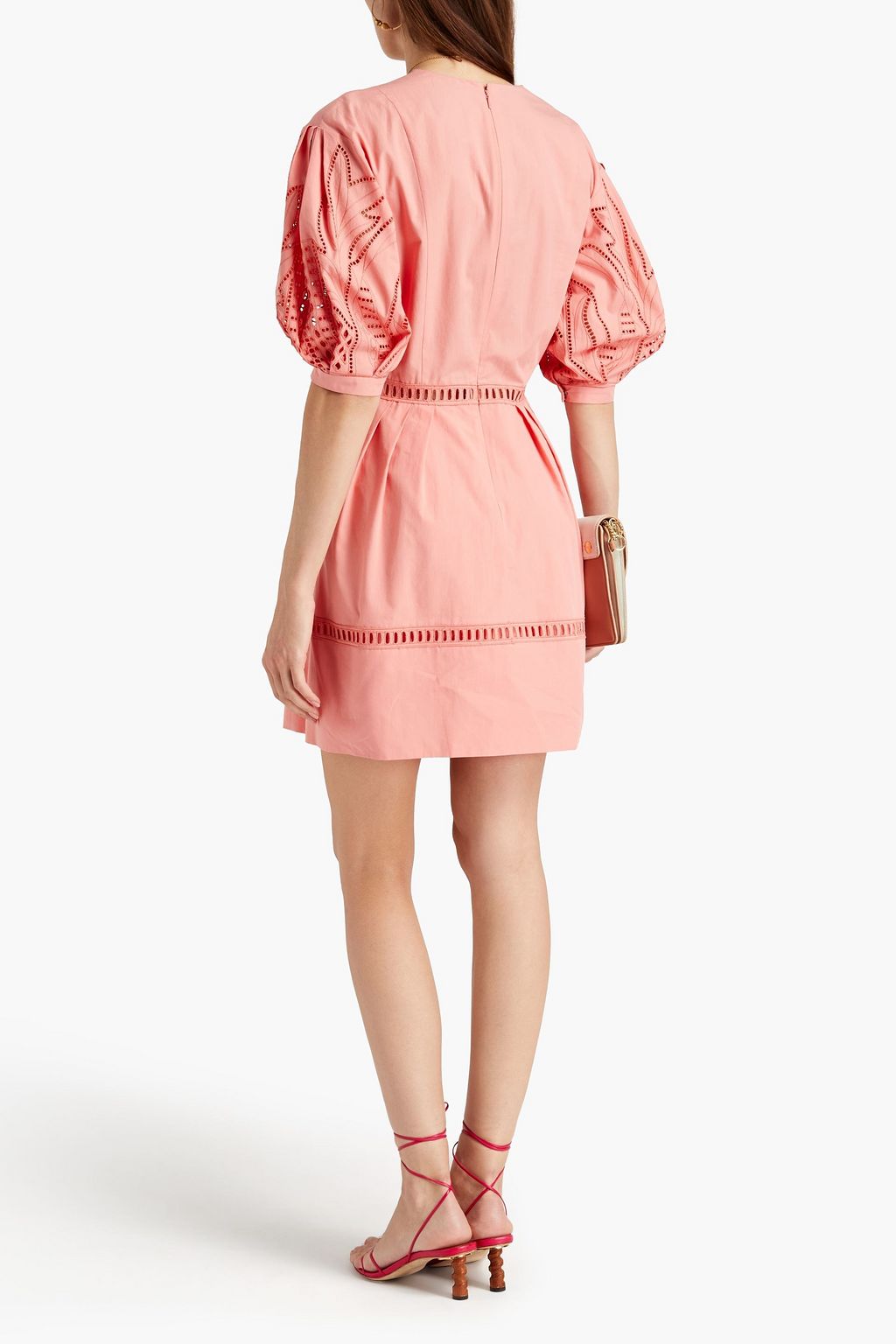 ALBERTA FERRETTI Pleated broderie anglaise cotton mini dress