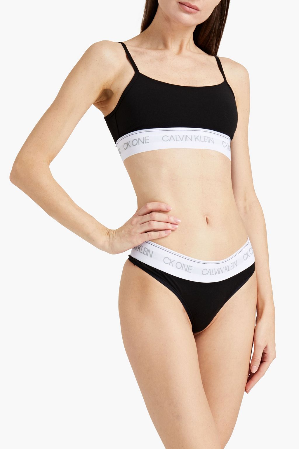 CK ONE Cotton-blend jersey low-rise thong