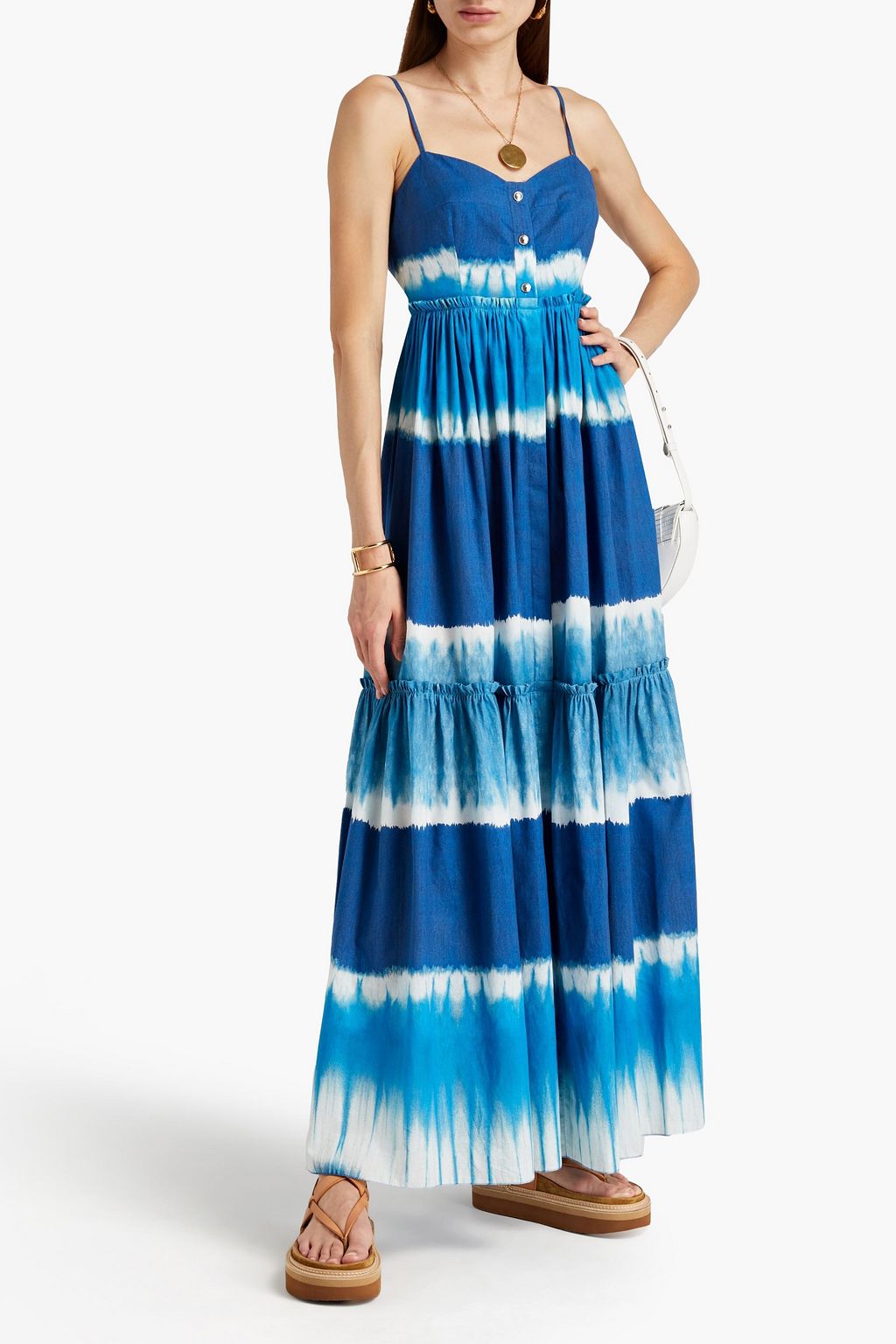 ALBERTA FERRETTI Gathered tie-dyed cotton maxi dress