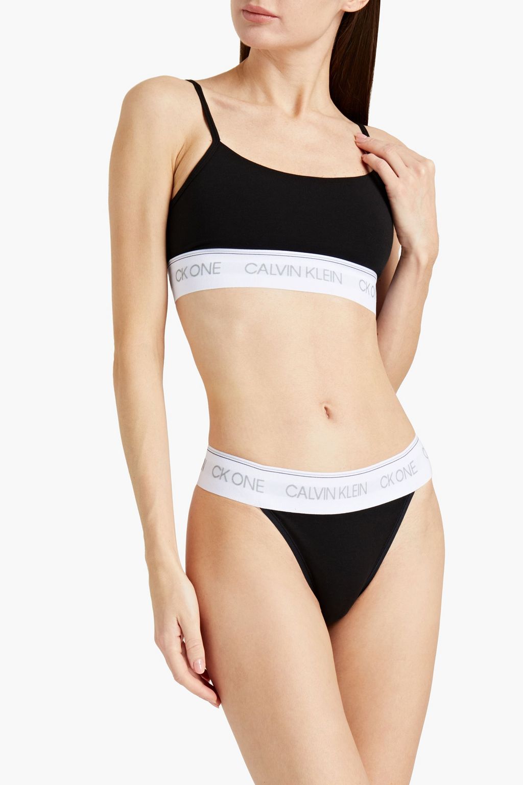 CK ONE Cotton-blend jersey mid-rise briefs