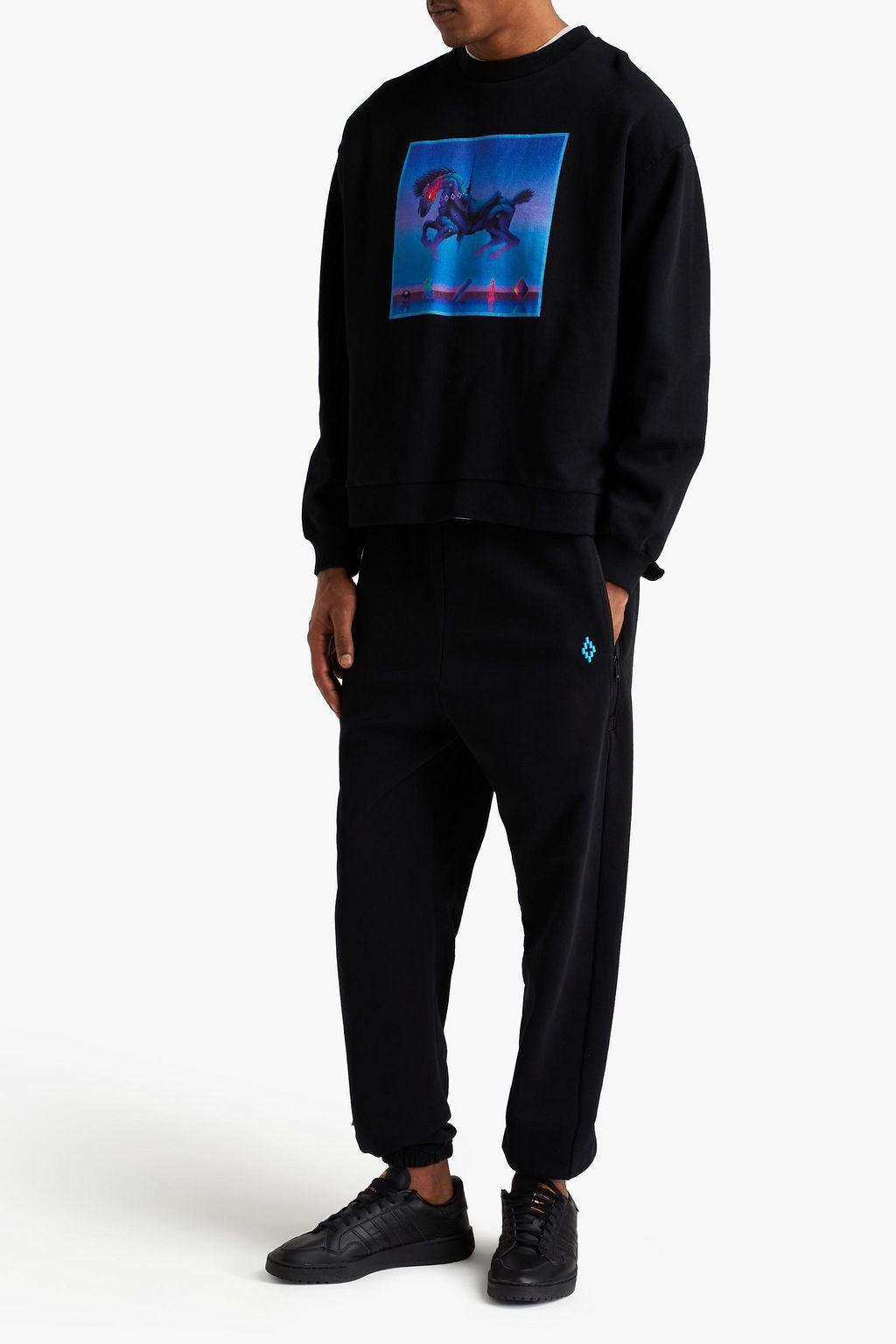MARCELO BURLON Printed cotton-fleece sweatshirt
