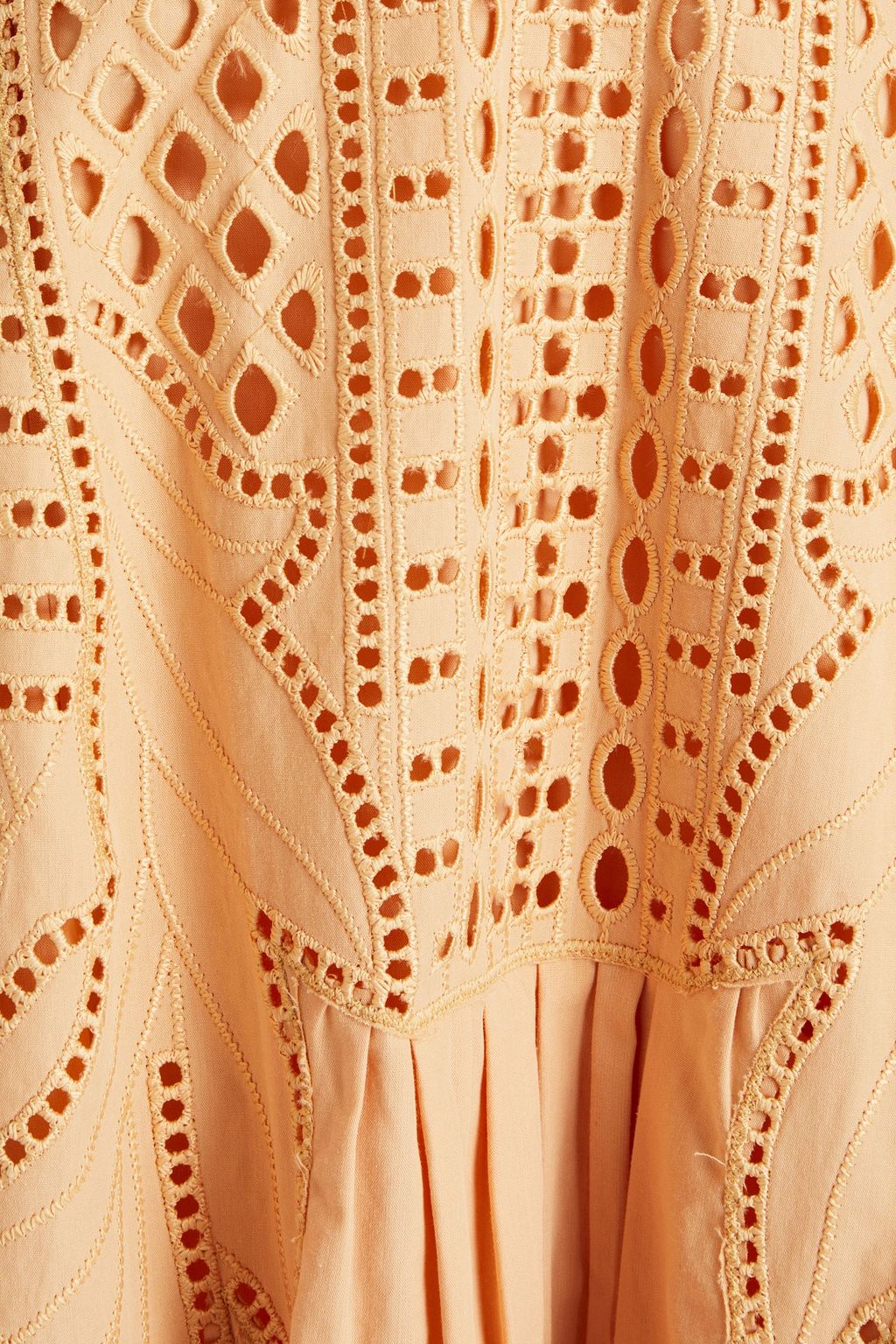 ALBERTA FERRETTI Gathered broderie anglaise cotton midi dress