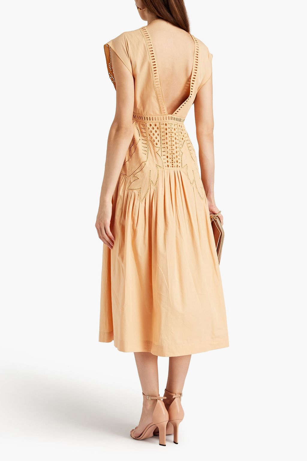 ALBERTA FERRETTI Gathered broderie anglaise cotton midi dress