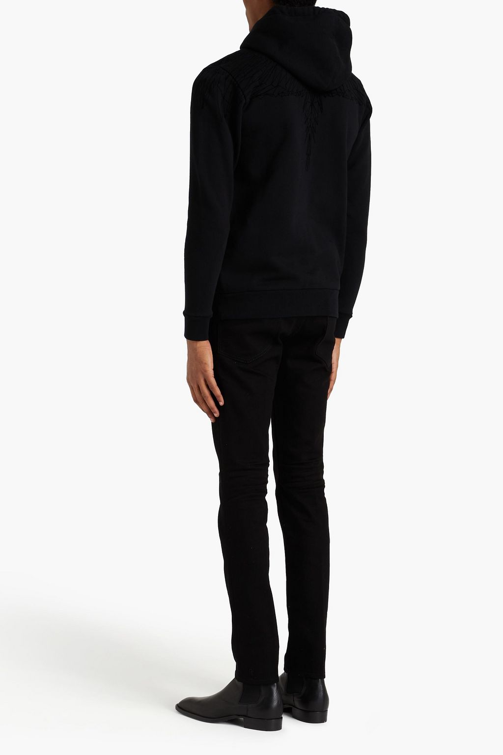 MARCELO BURLON Glittered flocked cotton-fleece hoodie