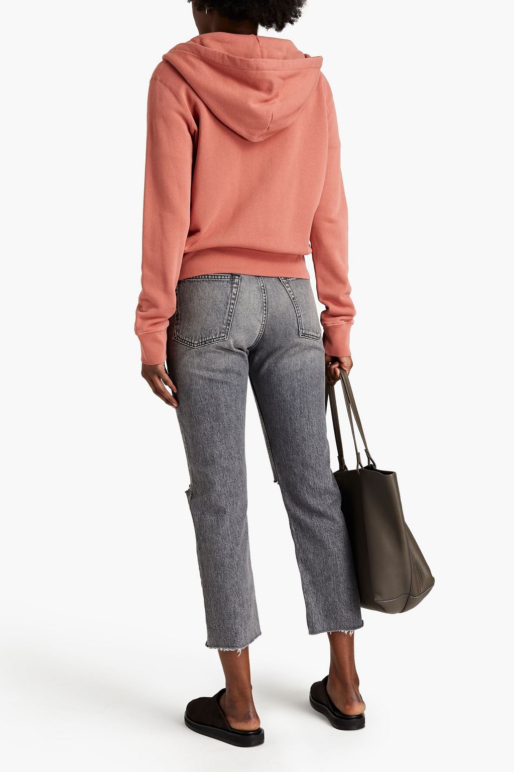NILI LOTAN Callie distressed French cotton-terry hoodie