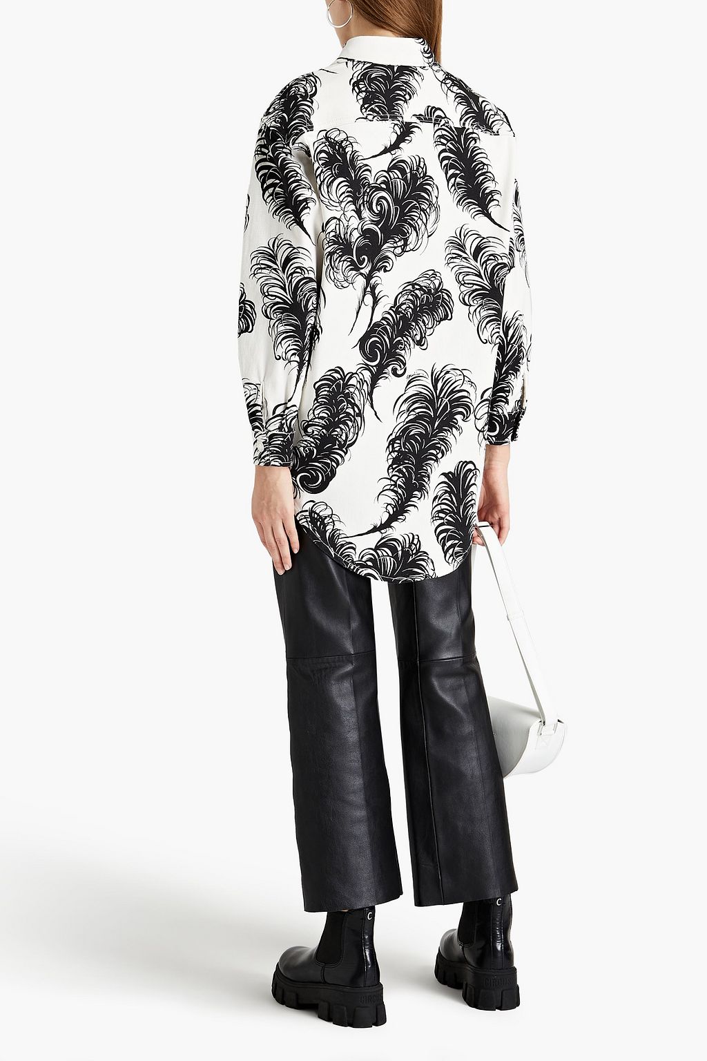 MOSCHINO Oversized printed cotton-gabardine shirt