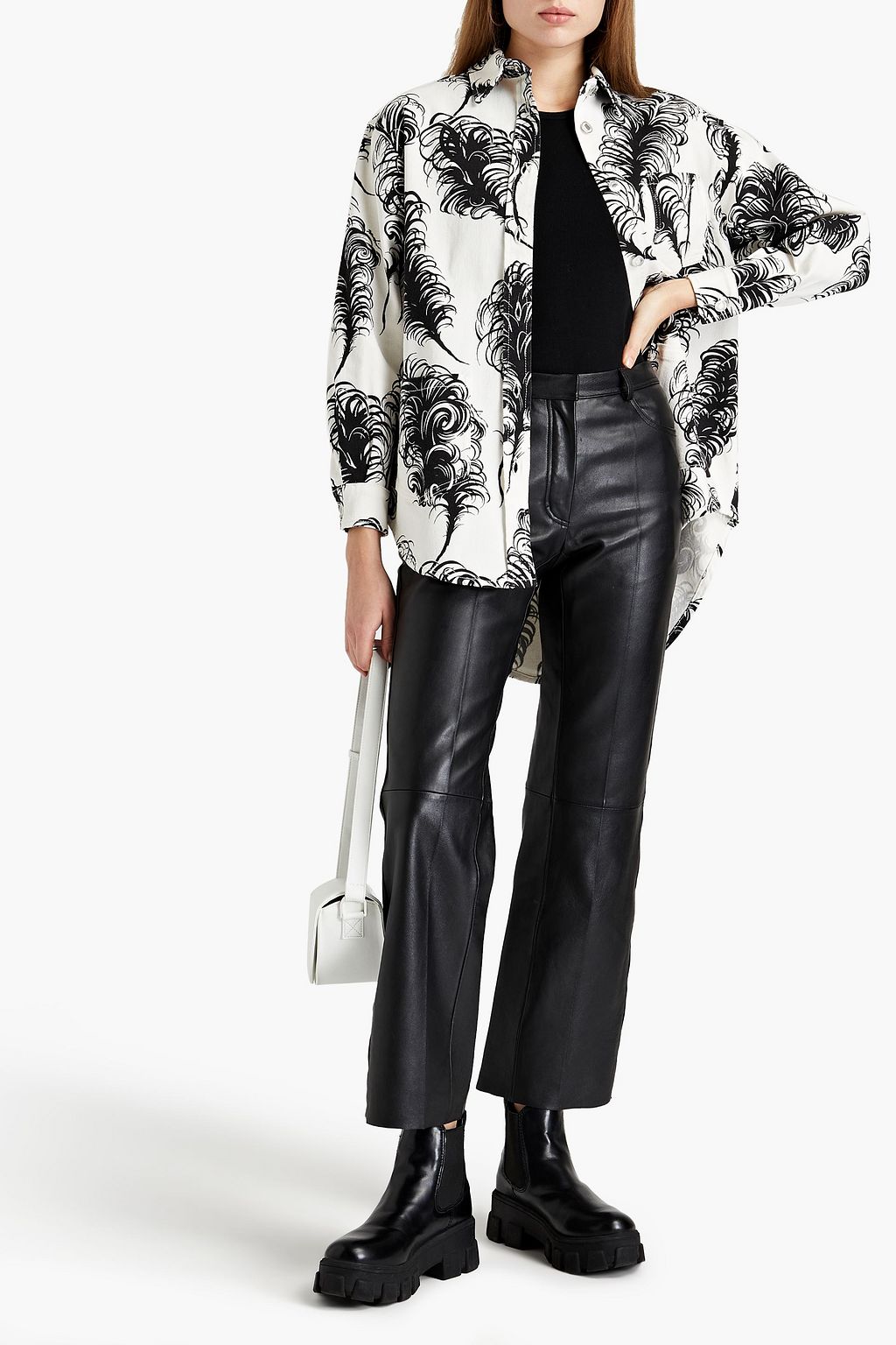 MOSCHINO Oversized printed cotton-gabardine shirt