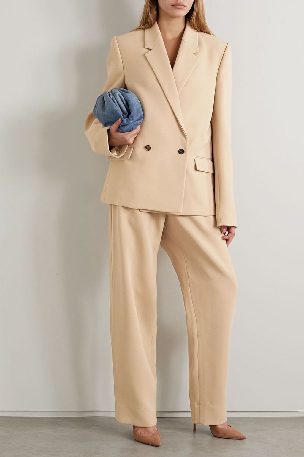 WARDROBE.NYC + Hailey Bieber double-breasted wool blazer