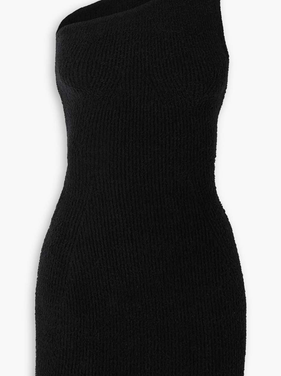 + hailey bieber one-shoulder ribbed cotton-blend mini dress