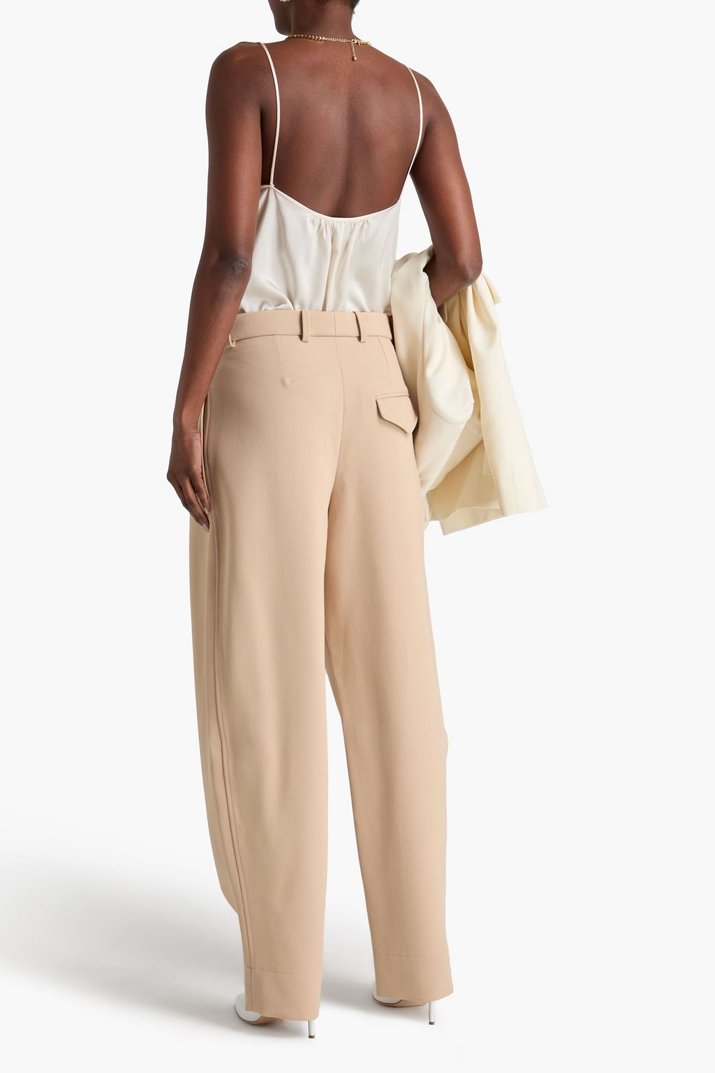 WARDROBE.NYC Pleated wool-crepe wide-leg pants