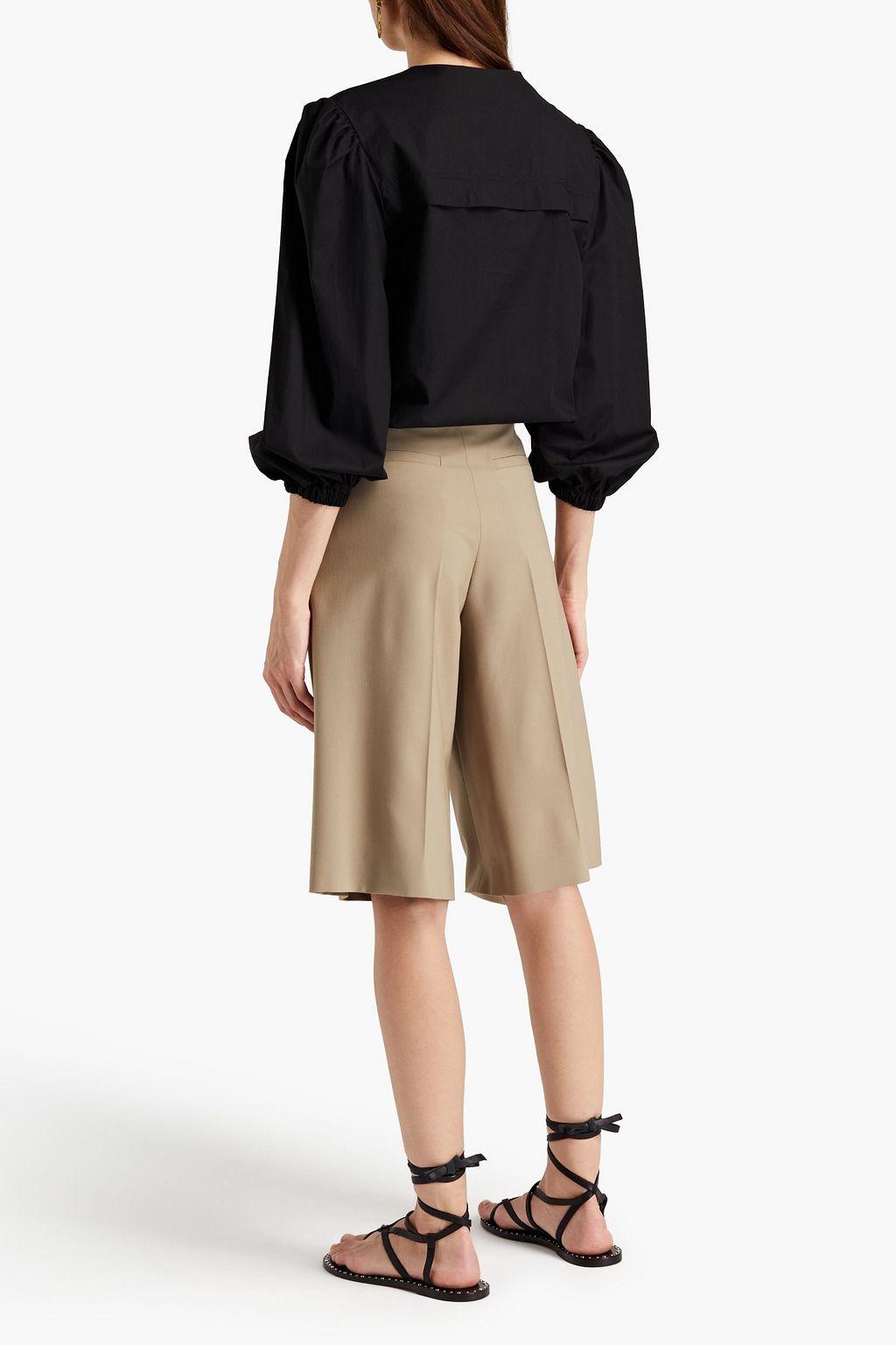 ALBERTA FERRETTI Lace-up cotton-poplin blouse