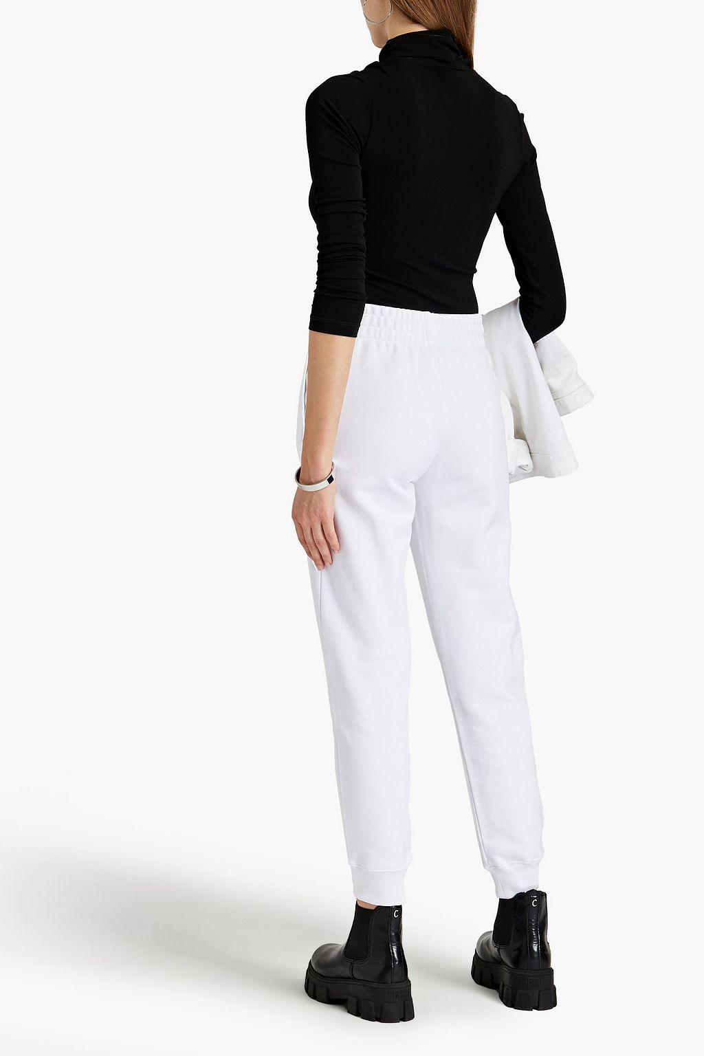 MOSCHINO Embroidered French cotton-terry track pants