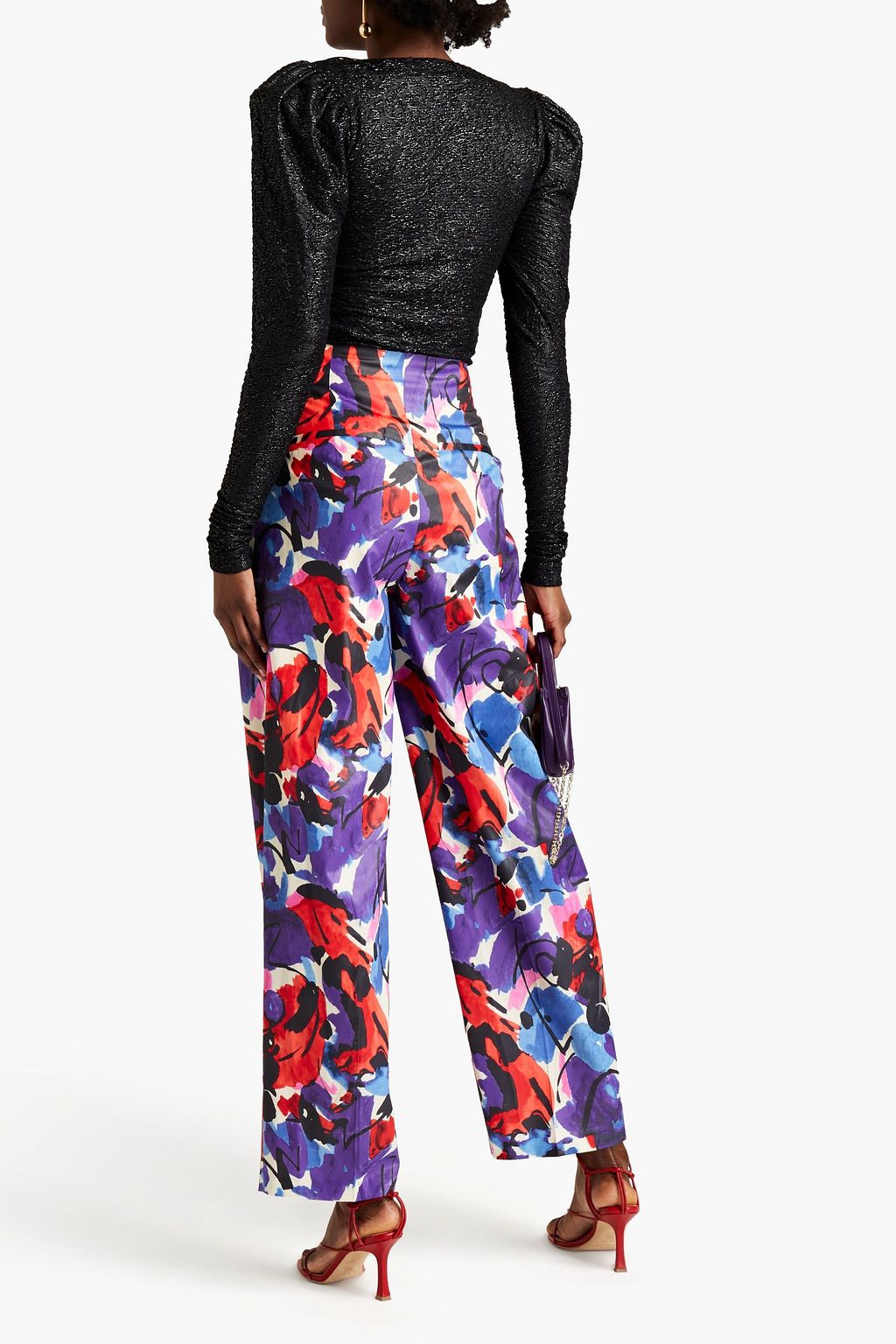 ROTATE BIRGER CHRISTENSEN Janis printed satin wide-leg pants