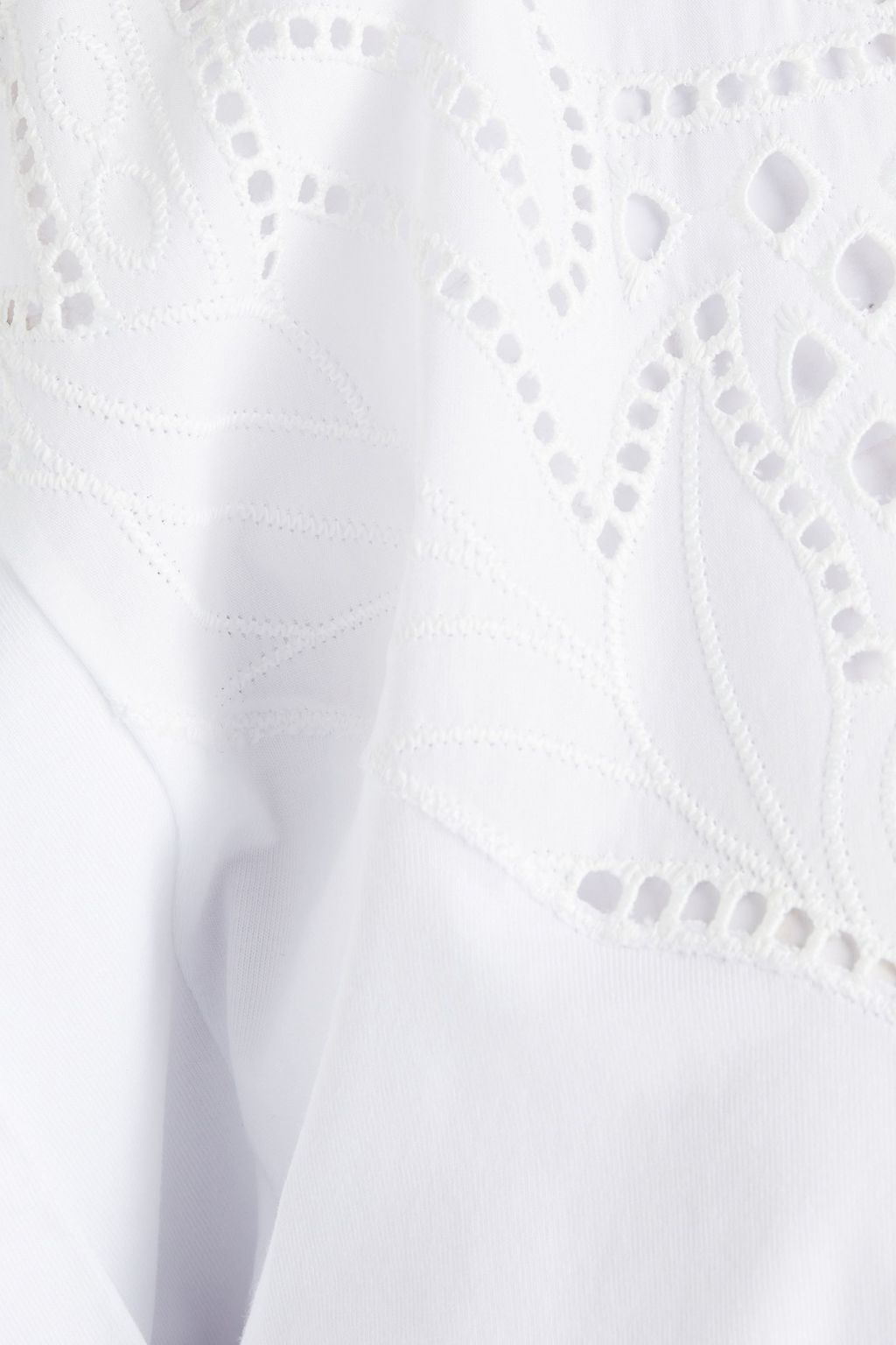ALBERTA FERRETTI Broderie anglaise-paneled cotton-jersey top