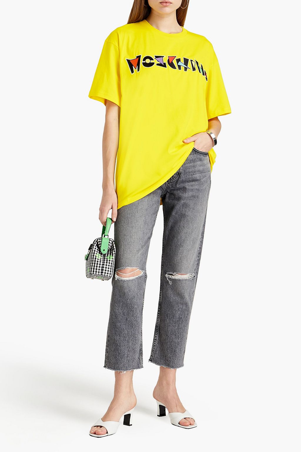 MOSCHINO Oversized embroidered cotton-jersey T-shirt
